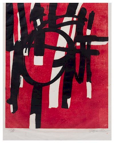 Edmund Casarella, (American, 1920-1996), Arrangement in Red and Black, 1965
