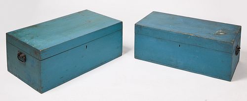 Two Blue Painted Chests