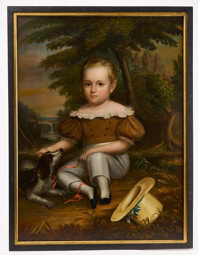 Portrait of a Young Boy with Dog
