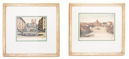 * Artist Unknown, (18th/19th century), The Spanish Steps and St. Peters (two works)