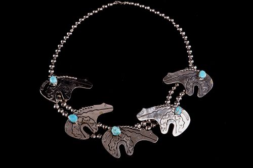 Armand American Horse Alpaca Silver Bear Necklace