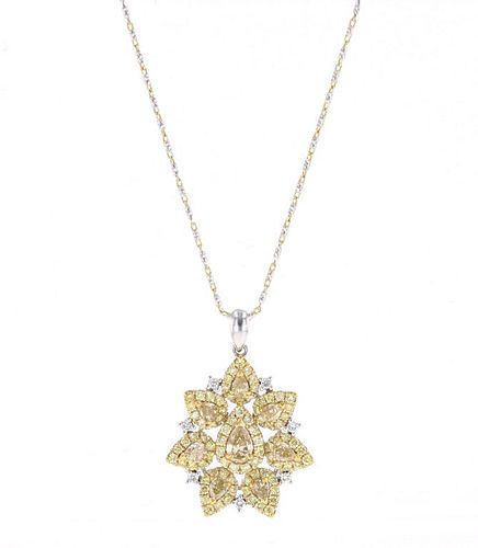 Fancy Yellow & White Diamond 14k Gold Necklace