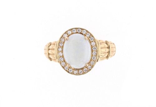 Australian Opal Diamond & 14k Yellow Gold Ring