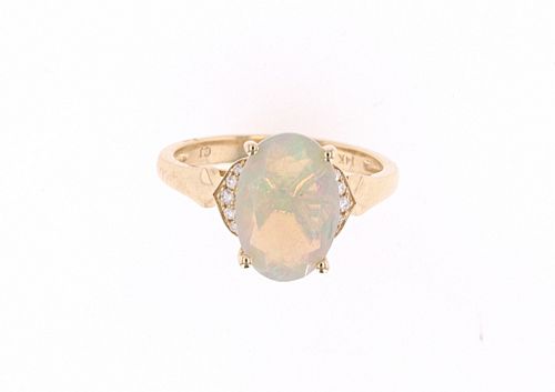 Ethiopian Opal Diamond & 14k Yellow Gold Ring