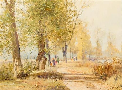 Josef Prochazka, (Czech, 1909-1984), Path through the Park