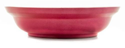 A Ruby Red Glazed Porcelain Shallow Bowl Diameter 7 1/2 inches.