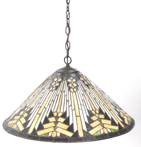 Tiffany Art Deco Style Stained Glass Chandelier
