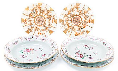 A Pair of Chinese Export Porcelain Soup Bowls and Underplates Diameter 9 1/4 inches.