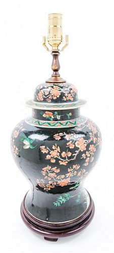A Chinese Ceramic Lidded Vase Height overall 20 inches.