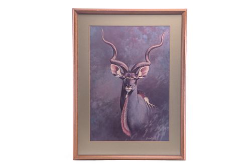 African Kudu Framed Portrait Painting by Bierly
