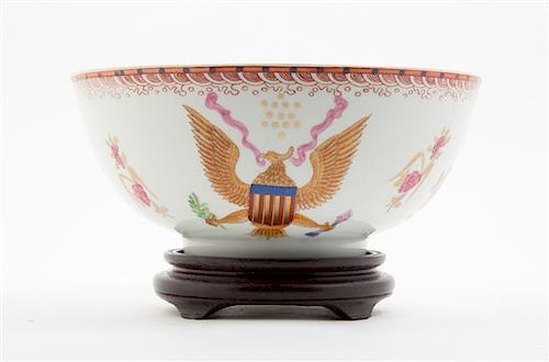 * A Chinese Export Style Porcelain Punch Bowl Diameter 9 3/4 inches.