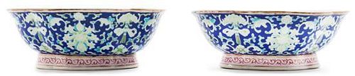 * A Pair of Chinese Export Porcelain Bowls Width 7 inches.