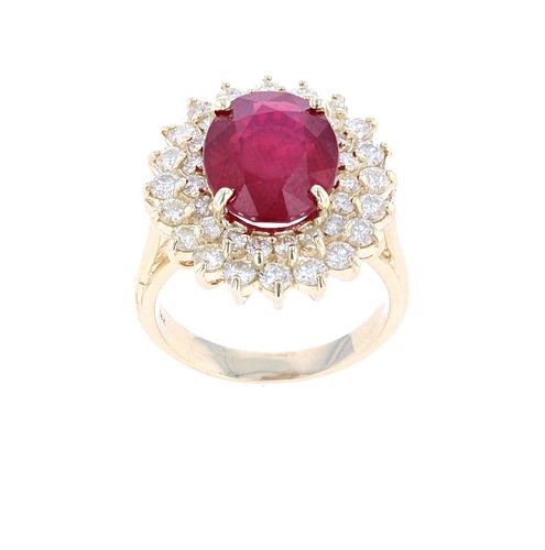 Brilliant Ruby Diamond & 14k Yellow Gold Ring