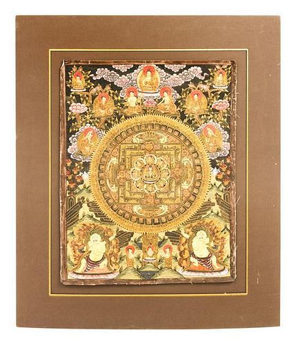 * Two Tibetan Thangkas Height of each image 17 1/2 x width 13 1/2 inches.