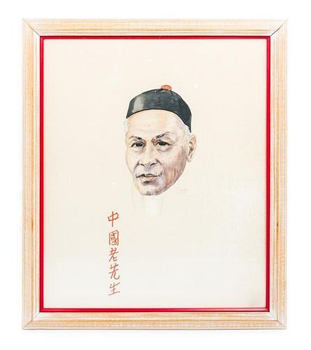 * A Chinese Ink and Color on Paper, (20th century), Portrait of an Old Man