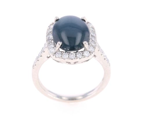 Star Blue Sapphire Diamond & Platinum Ring