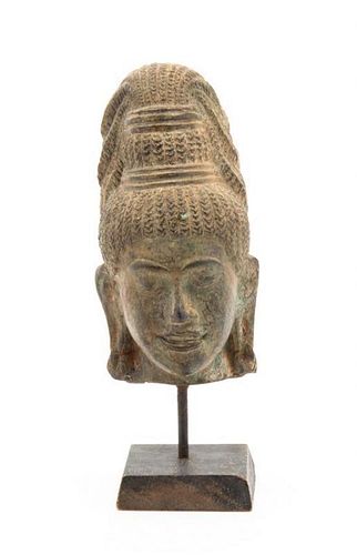 A Cambodian Bronze Head Height 6 1/2 inches.