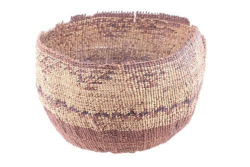 Yurok Indian Pine Needle Hand Woven Basket