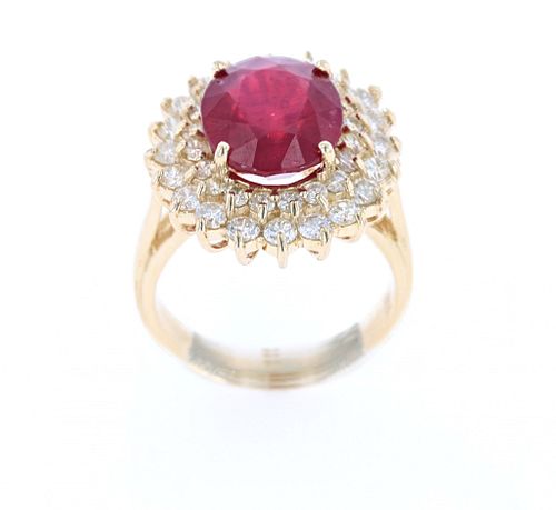 Antique Ruby Diamond & 14k Yellow Gold Ring