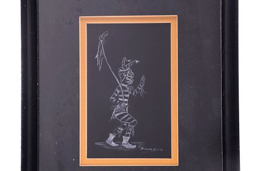 Original Kachina Clown Dancer Drawing By S. Rock