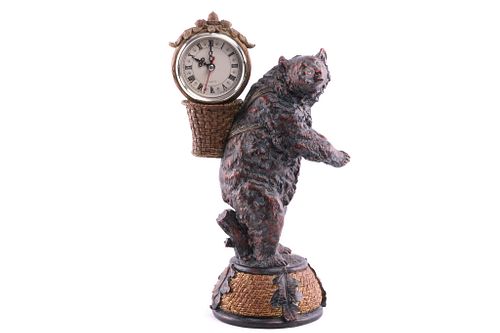 Classic Black Forest Bear With Clock Statue