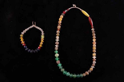 Pair Of Vaseline Trade Bead Necklaces