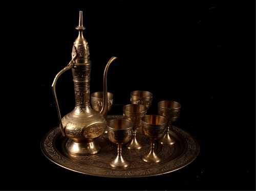 Antique Brass Ceremonial Turkish Tea Set