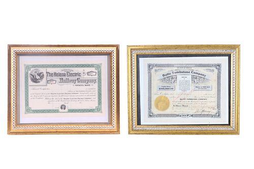 Early Original Montana Company Stock Certificates
