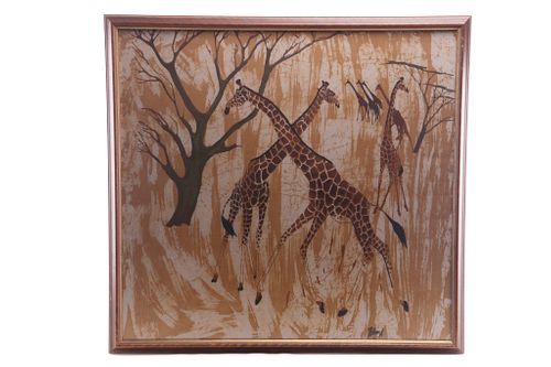 Giraffe Herd Original Framed Print By Robin A.