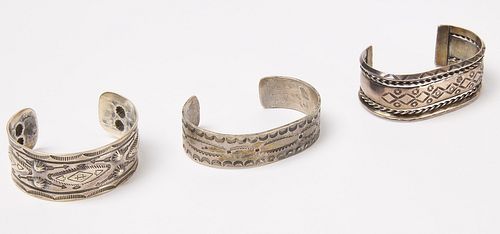 Three Silver Navajo Bracelets