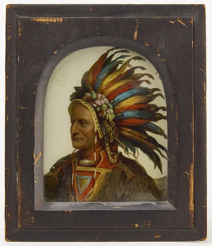 Reverse on Glass Painting of Indian Chief