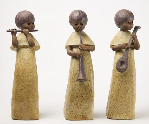 Three Large Contemporary Pottery Child Musicians