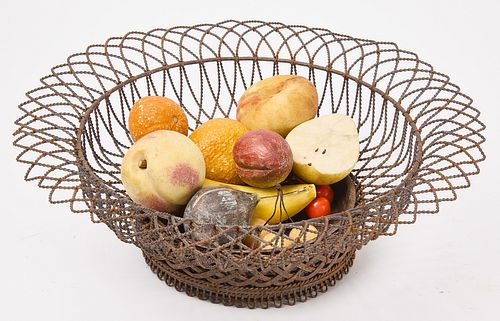Wire Basket with Alabaster Fruit