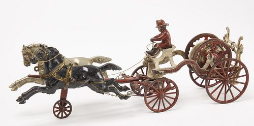 Cast Iron Horse Drawn Hose Wagon