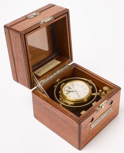 Hamilton Mounted Chronometer Watch in Wood Case.