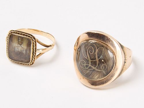 Two Victorian Hair Mourning Rings