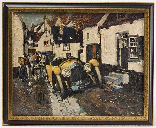 Henry J Soulen Painting of Car in Town