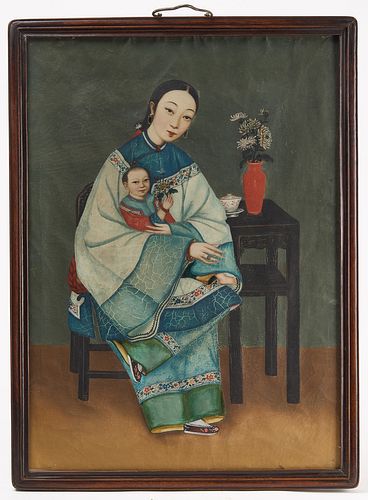 Chinese Portrait of a Mother and Child