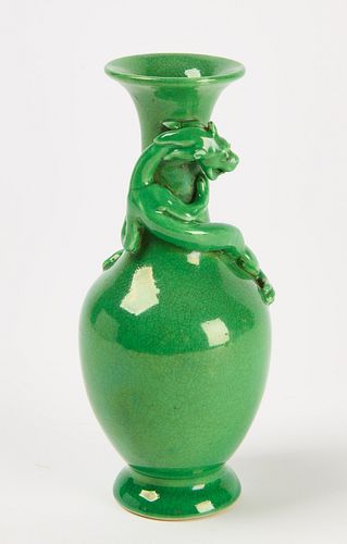 Small Green Porcelain Vase with Dragon