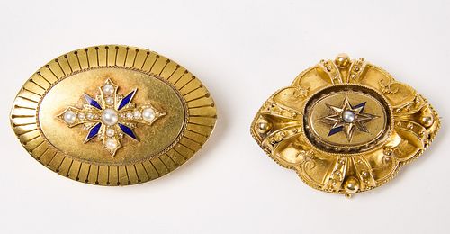 Two 14K Victorian Pins