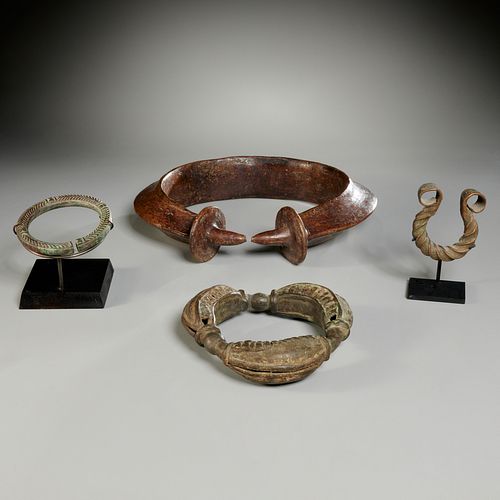(4) old African metalware objects