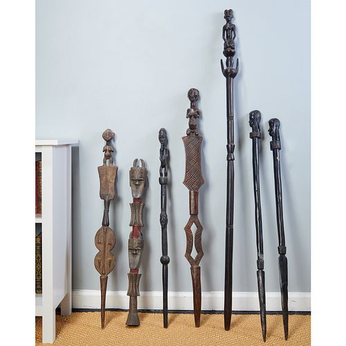 Luba, Toma, Baule Peoples, (7) canes and scepters