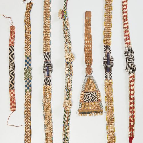 Kuba Peoples, (7) beaded cloth belts