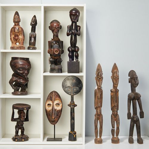 Group (11) African wood carvings