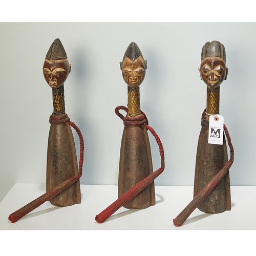 Yoruba Peoples, wood and iron figural gongs