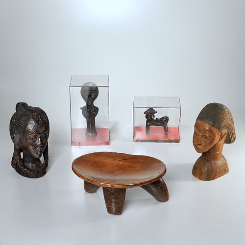 (5) African tribal carvings & figurines, ex-museum