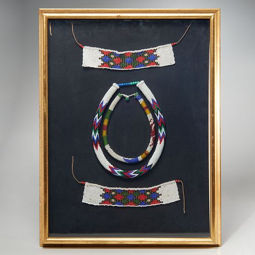 Zulu Peoples, shadowbox framed beadwork