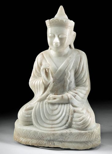 19th C. Burmese Mandalay Marble Seated Buddha