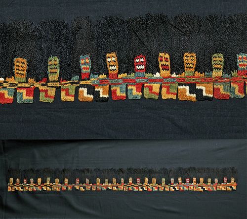 Proto-Nazca Wool Fringe Border Trophy Heads
