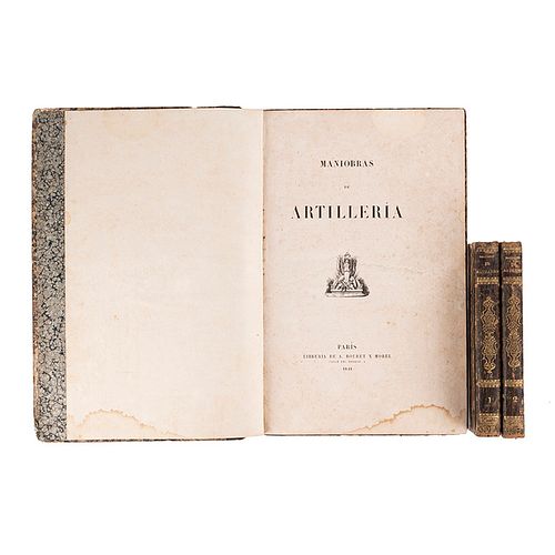 Guzmán, Sebastián / Atlas. Lecciones de Artillería, 7 láminas / Maniobras de Artillería, 94 láminas. México: 1846 y 1848. Piezas: 3.